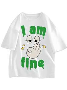 Men Cartoon & Slogan Graphic Tee - White - View 1