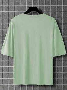 Manfinity EMRG Áo thun & Áo lót Nam Hoạt hình Lá thư Giải trí - Màu xanh Bạc hà - Xem 2