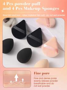 4pcs Makeup Puff & 4pcs Makeup Sponge & 2pcs Leopard Print Facial Cleansing Hair Band - Multicolor - View 6