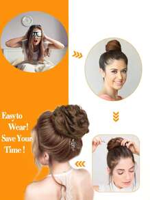 Updo de cabello rizado sintético - Negro - Ver 6