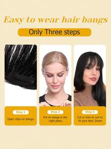 Short Straight Synthetic Hair Bangs - Black - View 6