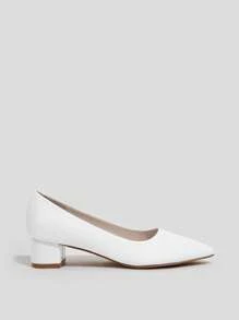 CUCCOO BIZCHIC 女士鞋 简约尖头优雅粗跟白色高跟鞋 夏季毕业高跟鞋 舞会高跟鞋 度假鞋 夏季促销 优雅基础款 商务休闲 商务时尚 圣诞节 秋季 新年 假期 - 白色 - 查看 8