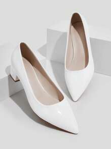 CUCCOO BIZCHIC 女士鞋 简约尖头优雅粗跟白色高跟鞋 夏季毕业高跟鞋 舞会高跟鞋 度假鞋 夏季促销 优雅基础款 商务休闲 商务时尚 圣诞节 秋季 新年 假期 - 白色 - 查看 9