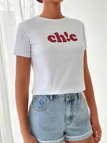 Cottnline Letter Graphic Tee - White - View 4