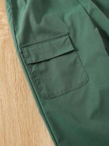 SHEIN 女孩字母圖案T恤&翻蓋口袋長褲 - 彩色 - 查看 8