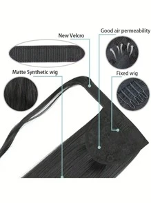 European And American Popular Long Straight Hair Extension With Hook And Loop For Women's Ponytail Hairstyle - Black - View 3