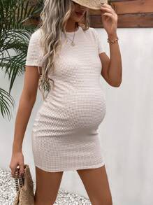 SHEIN Maternity Waffle Knit Bodycon Dress