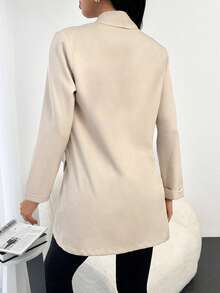 Solid Open Front Kimono - Beige - View 2