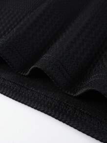 Manfinity Homme 男士素色紋理質感T恤 - 黑色 - 查看 5