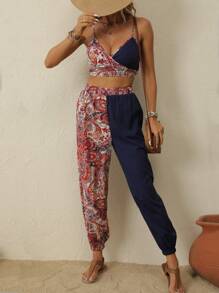 SHEIN VCAY Paisley Print Cami Top & Trousers - Multicolor - View 5