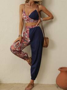 SHEIN VCAY Paisley Print Cami Top & Trousers - Multicolor - View 4
