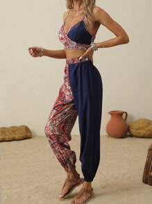SHEIN VCAY Paisley Print Cami Top & Trousers - Multicolor - View 6