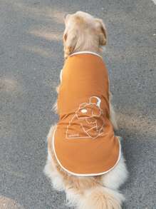 1 件可愛棕色拼色背心適合中大型犬種,春夏款 - 棕色 - 查看 2