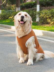 1 件可愛棕色拼色背心適合中大型犬種,春夏款 - 棕色 - 查看 5