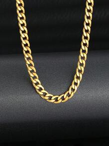 1pc Kids Minimalist Stainless Steel Chain Necklace For Party - Yellow Gold - View 1