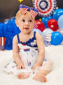 1pc Baby Striped Bow Decor Hair Band For Daily Life - Multicolor - View 3