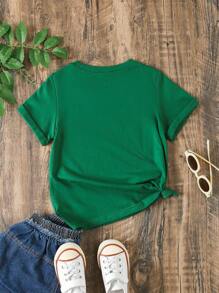 SHEIN Niñas Camiseta con estampado de letra