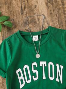 SHEIN Niñas Camiseta con estampado de letra