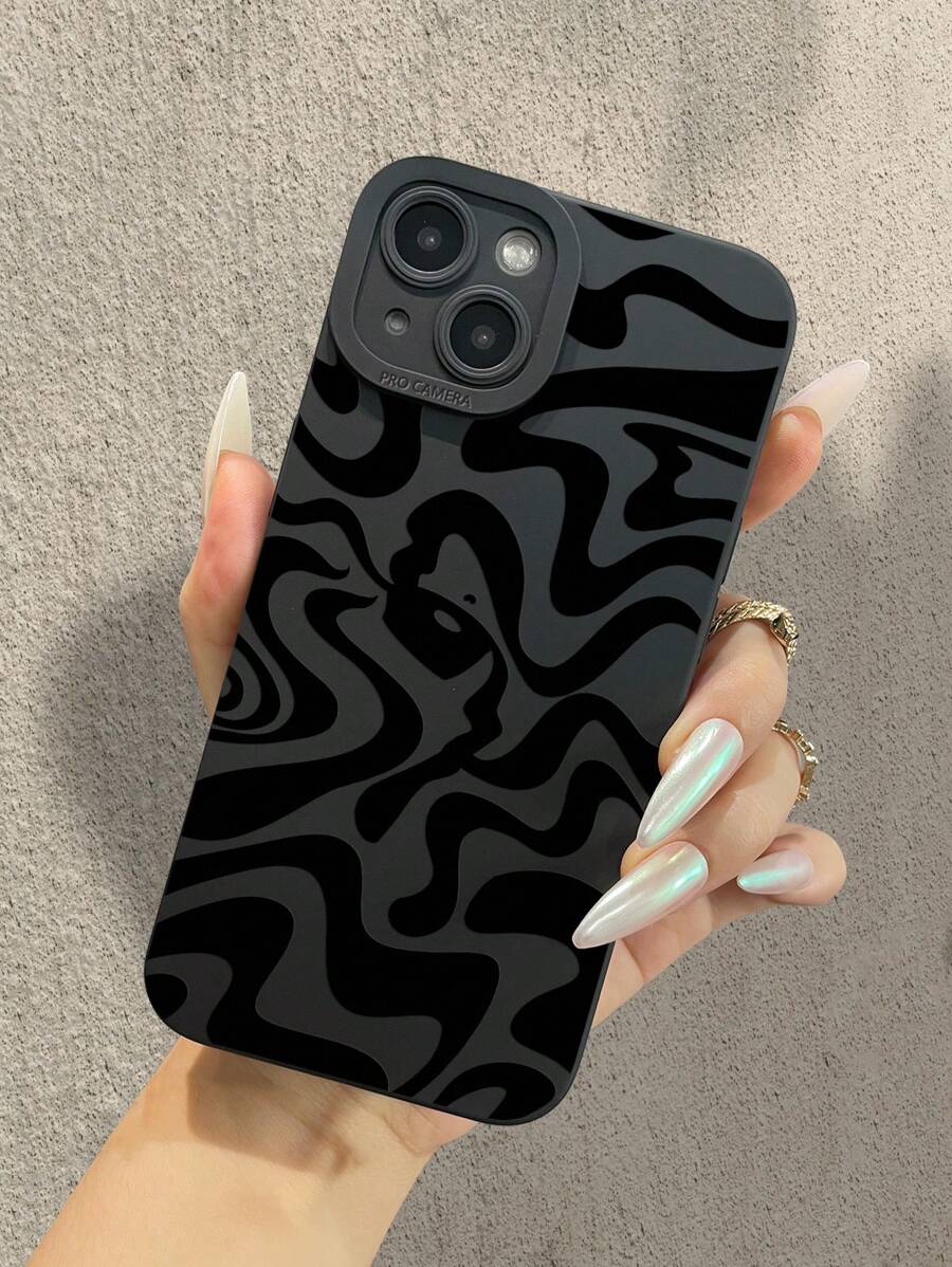 适合日常使用的条纹时尚设计手机壳 - 黑色 - 查看 1