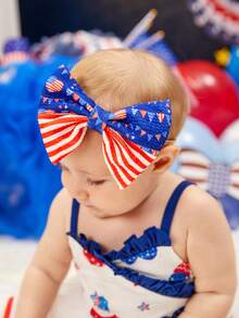 1pc Baby Striped Bow Decor Hair Band For Daily Life - Multicolor - View 2