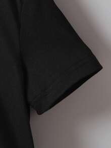 SHEIN Chàng trai trẻ 1 Miếng Đồ họa Khẩu hiệu Áo thun - màu đen - Xem 4