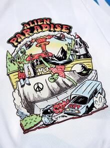 Sainen.image 1入組外星人印花寵物T恤衫適用於貓和狗狗適合夏天 - 彩色 - 查看 3