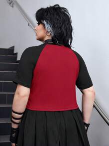 ROMWE Grunge Punk Plus Star Print Raglan Sleeve Tee - Multicolor - View 2