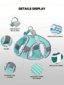 Correa para el pecho y portador trasero para mascotas con una correa, transpirable para las cuatro estaciones, adecuado para perros pequeños - verde menta - Ver 4