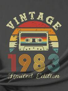 INAWLY 錄音帶和字母圖案T恤 - 深灰色 - 查看 4