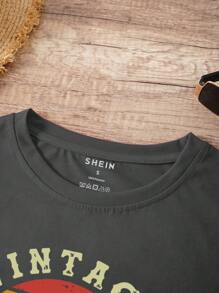 INAWLY 錄音帶和字母圖案T恤 - 深灰色 - 查看 5