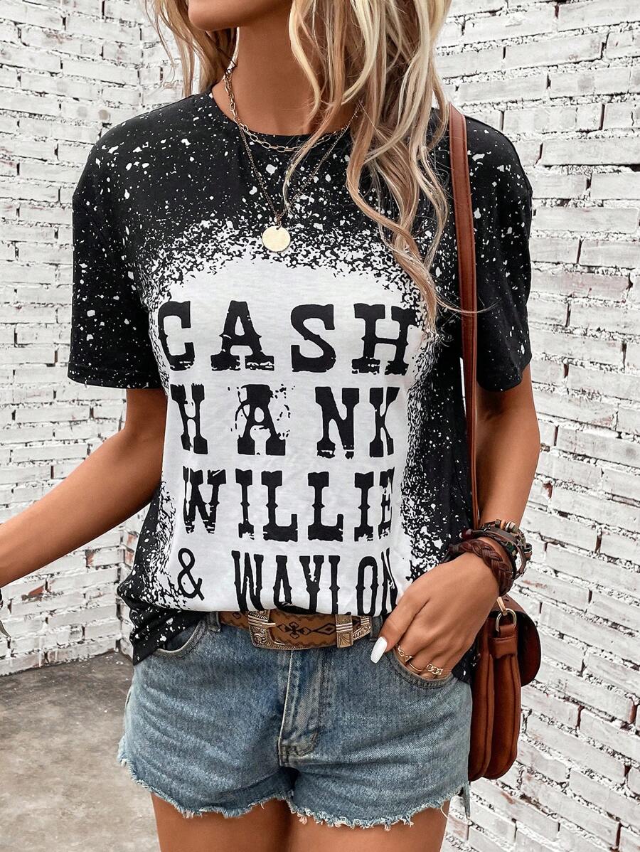 SHEIN LUNE Slogan Graphic Drop Shoulder Tee