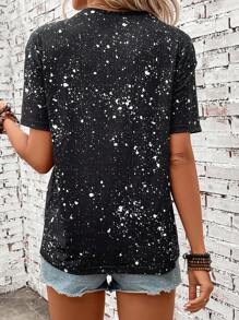 SHEIN LUNE Slogan Graphic Drop Shoulder Tee