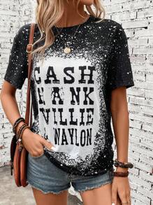 SHEIN LUNE Slogan Graphic Drop Shoulder Tee