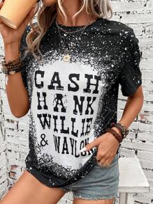 SHEIN LUNE Slogan Graphic Drop Shoulder Tee