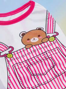 PETSIN 1pc Cartoon Bear & Striped Pattern Pet Tank For Cat And Dog For Summer - Multicolor - View 4