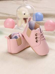 Infant Lace Up PU Boots For Daily Wear - Pink - View 1