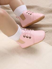Infant Lace Up PU Boots For Daily Wear - Pink - View 3