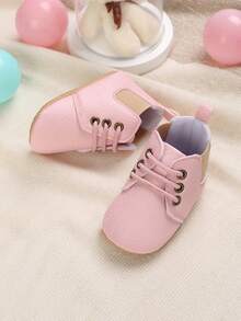Infant Lace Up PU Boots For Daily Wear - Pink - View 7