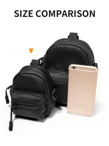 多功能迷你斜挎包休閒風格可調節肩帶單肩包吊帶包休閒包高中生大學生新生 - 黑色 - 查看 9