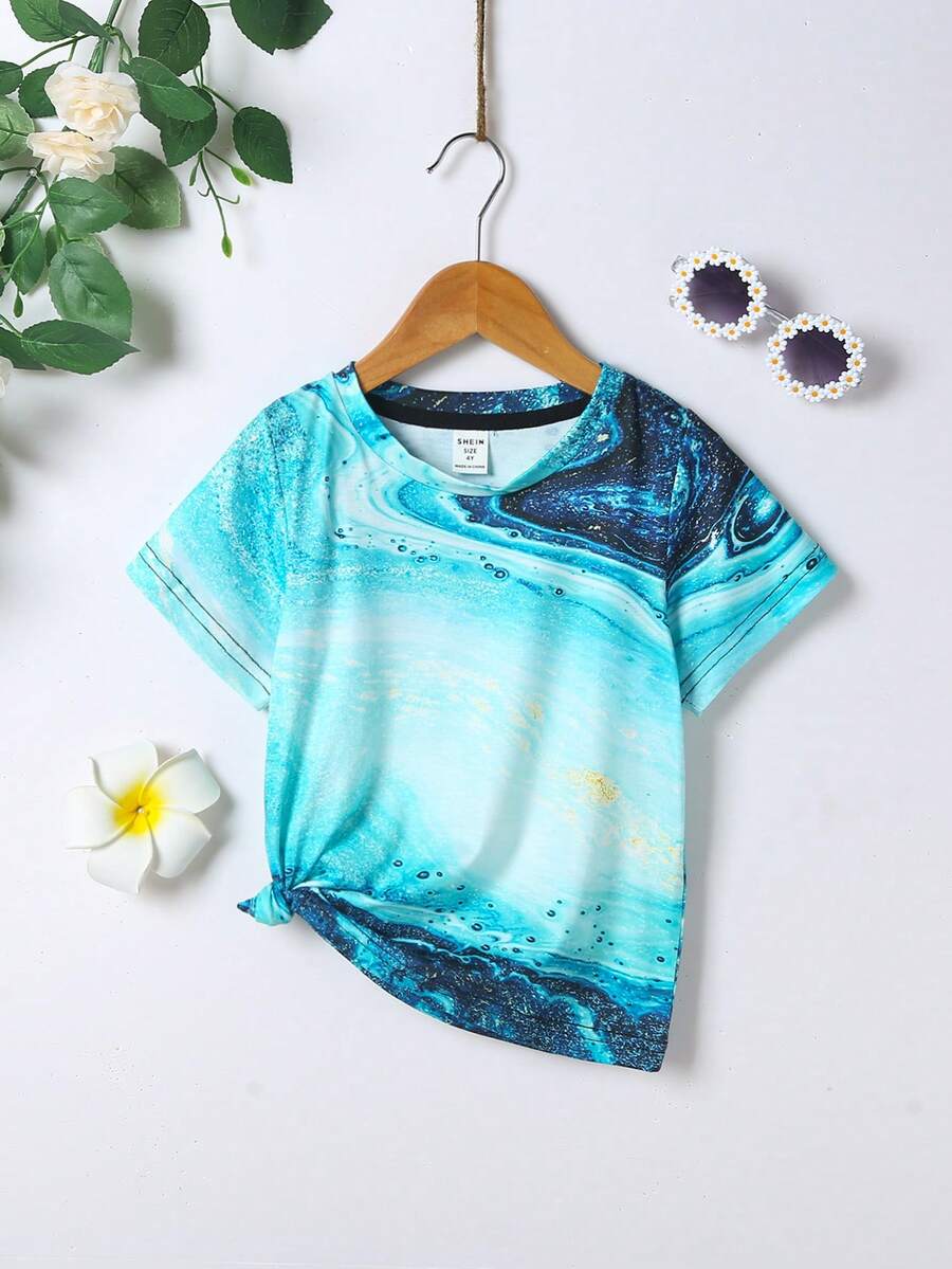 Tops con gái lớn Đá hoa Giải trí - Màu xanh lam - Xem 1