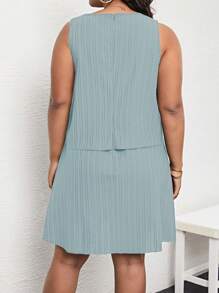 Calvaya Plus Solid Tank Dress - Baby Blue - View 2