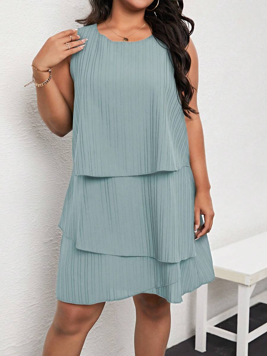 Calvaya Plus Solid Tank Dress - Baby Blue - View 1