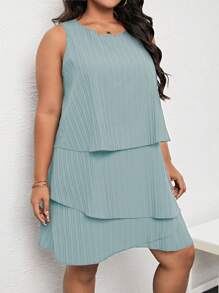 Calvaya Plus Solid Tank Dress - Baby Blue - View 3