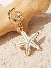 SHEIN VCAY Pendientes largos con diseño de concha estrella de mar