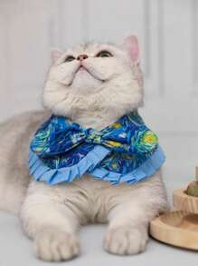 Tranh Sơn Dầu Họa Tiết Thú Cưng Bandana Cho Chó Và Mèo Trang Trí Ngày Lễ - Màu xanh lam - Xem 5