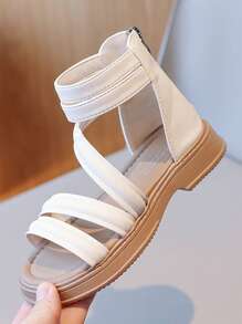 Chicas Sandalias de gladiador con cremallera trasera para exterior - Beis - Ver 3