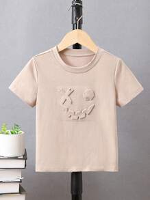 SHEIN Toddler Boys Cartoon Embossed Tee - Khaki - View 1