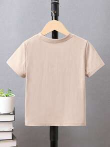 SHEIN Toddler Boys Cartoon Embossed Tee - Khaki - View 2