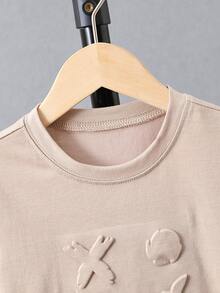 SHEIN Toddler Boys Cartoon Embossed Tee - Khaki - View 4