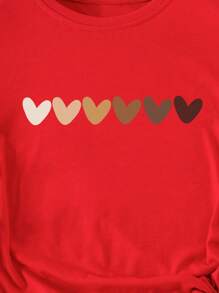SHEIN LUNE 愛心圖案T恤 - 紅色 - 查看 4